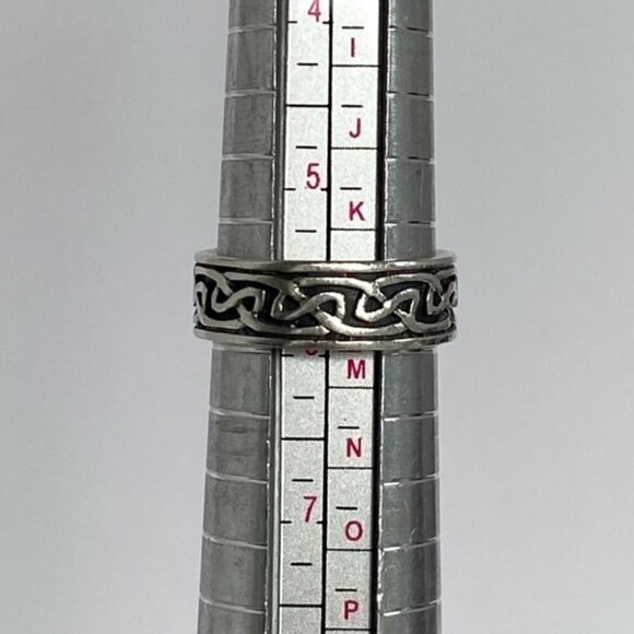 Sterling Silver 925 Oxidized 6mm Endless Celtic Knot Infinity Band Ring Sz 5.75 - Picture 8 of 16